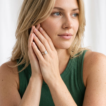 Raquel Scalloped Pavé Emerald Diamond Engagement Ring in Silver - model.jpg