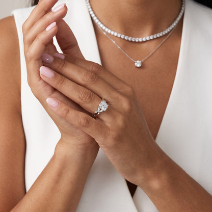 Luna Glow Twisted Cushion Diamond Engagement Ring in Silver - model.jpg
