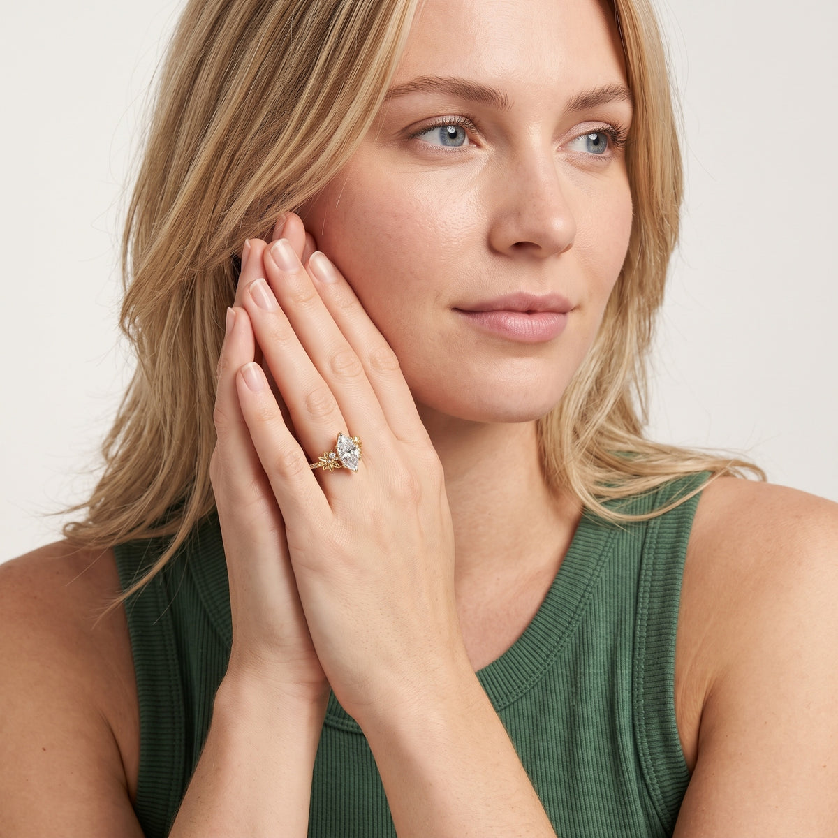 Leland Floral Pavé Dutch Marquise Diamond Engagement Ring in Rose Gold - model.jpg