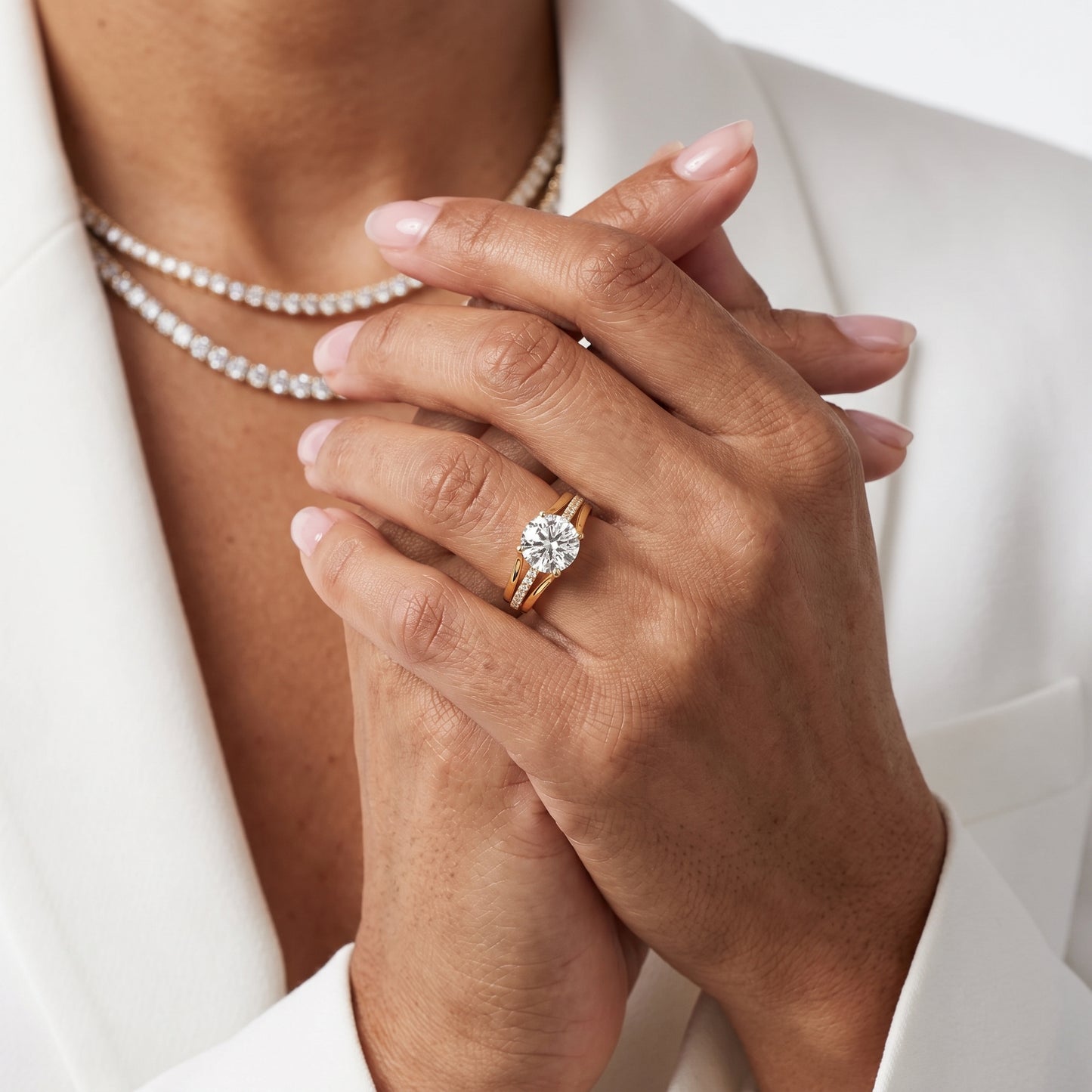 Scarlett Split Shank Pavé Round Diamond Ring in Yellow Gold - model.jpg