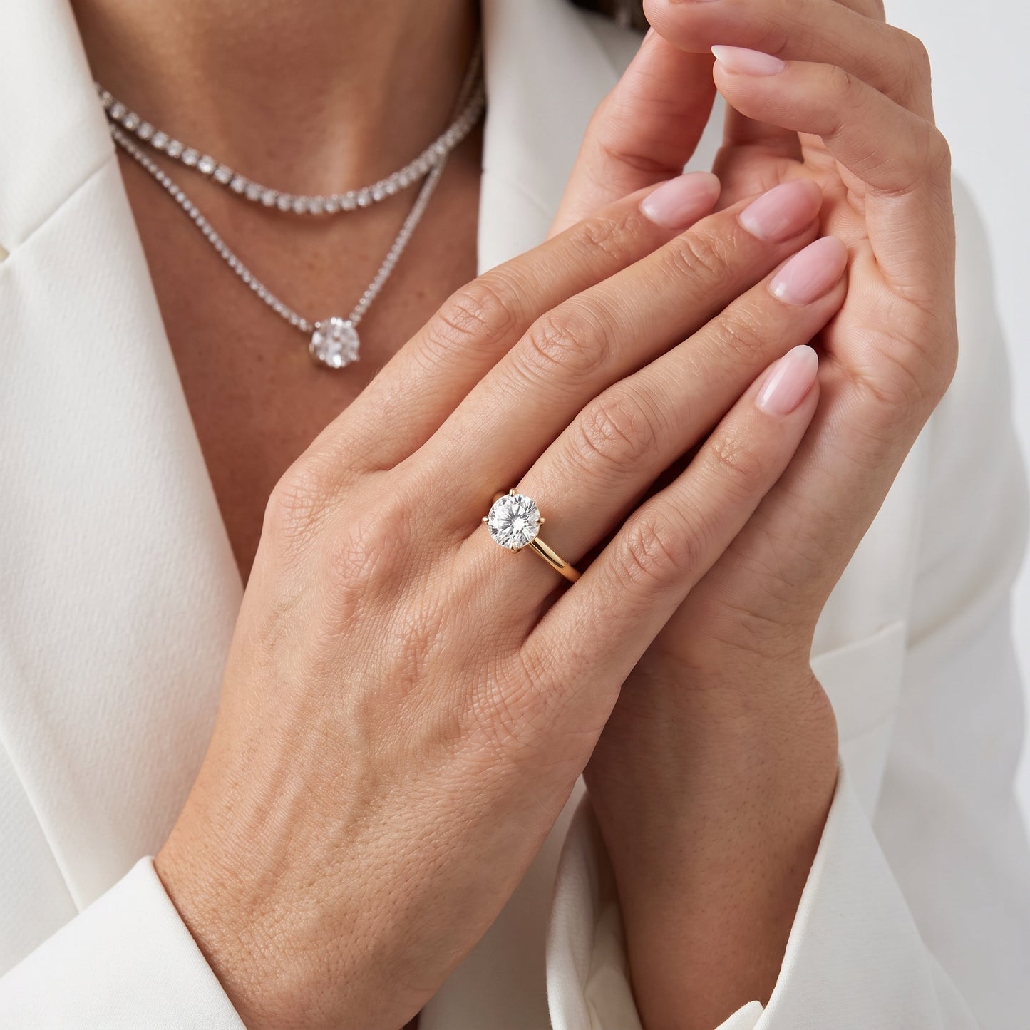 Sadie Cathedral Solitaire Round Diamond Ring in Yellow Gold - model.jpg