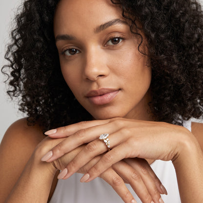 Kelsey Leaf Cluster Marquise Diamond Engagement Ring in Silver - model.jpg