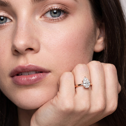 Serena Blossom Solitaire Pear Diamond Engagement Ring in Rose Gold - model.jpg