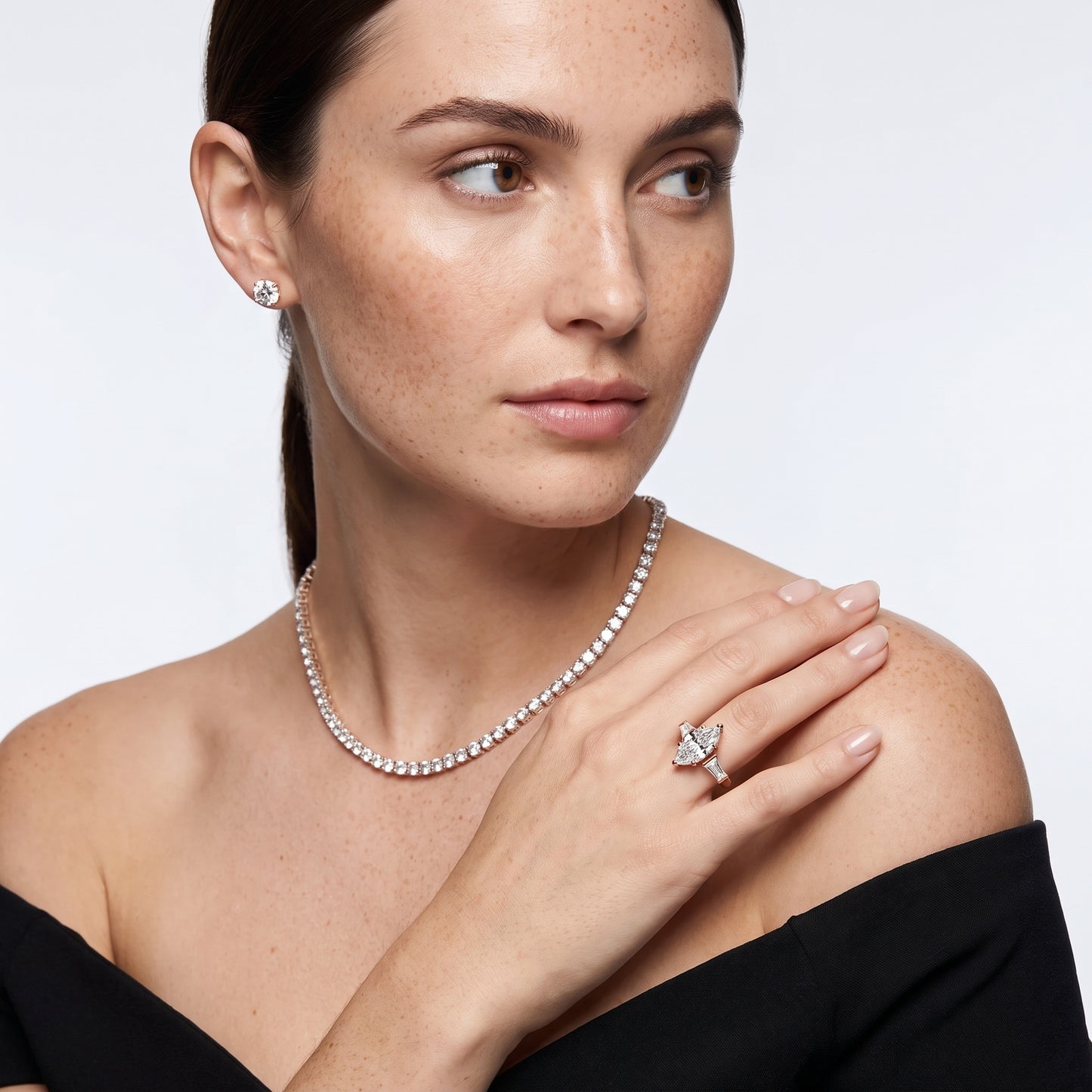 Layla Tapered Baguette Marquise Diamond Ring in Rose Gold - model.jpg