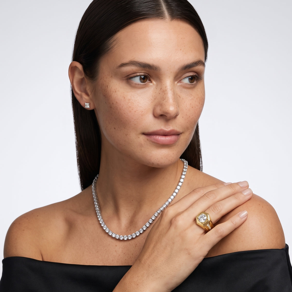 Cody Statement Channel Set Cushion Diamond Engagement Ring in White Gold - model.jpg