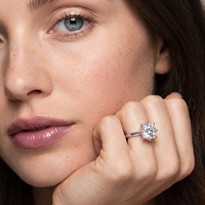 Evie Solitaire Six-Prong Cushion Diamond Engagement Ring in Platinum - model.jpg