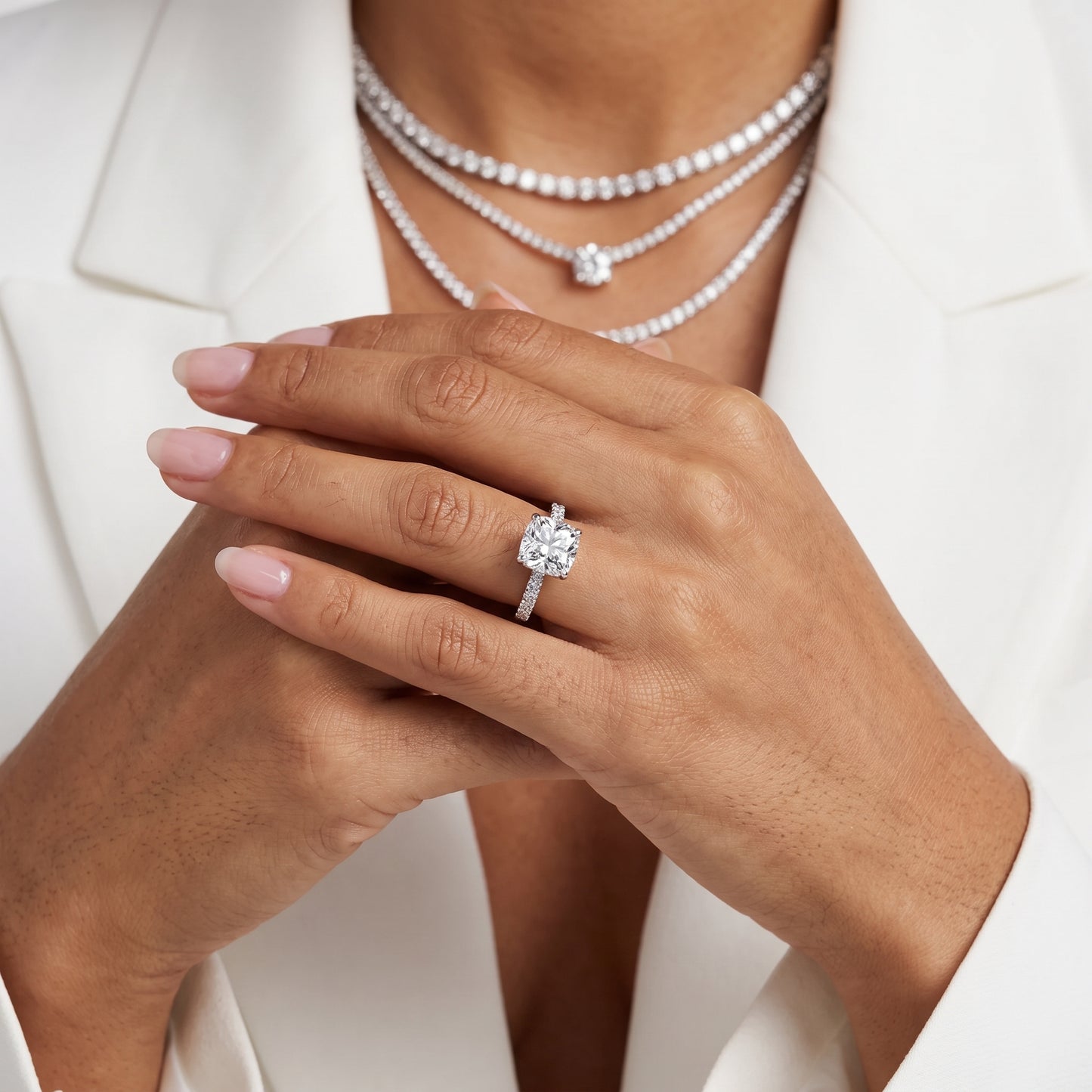 Violet Hidden Halo Pavé Cushion Diamond Ring in Platinum - model.jpg