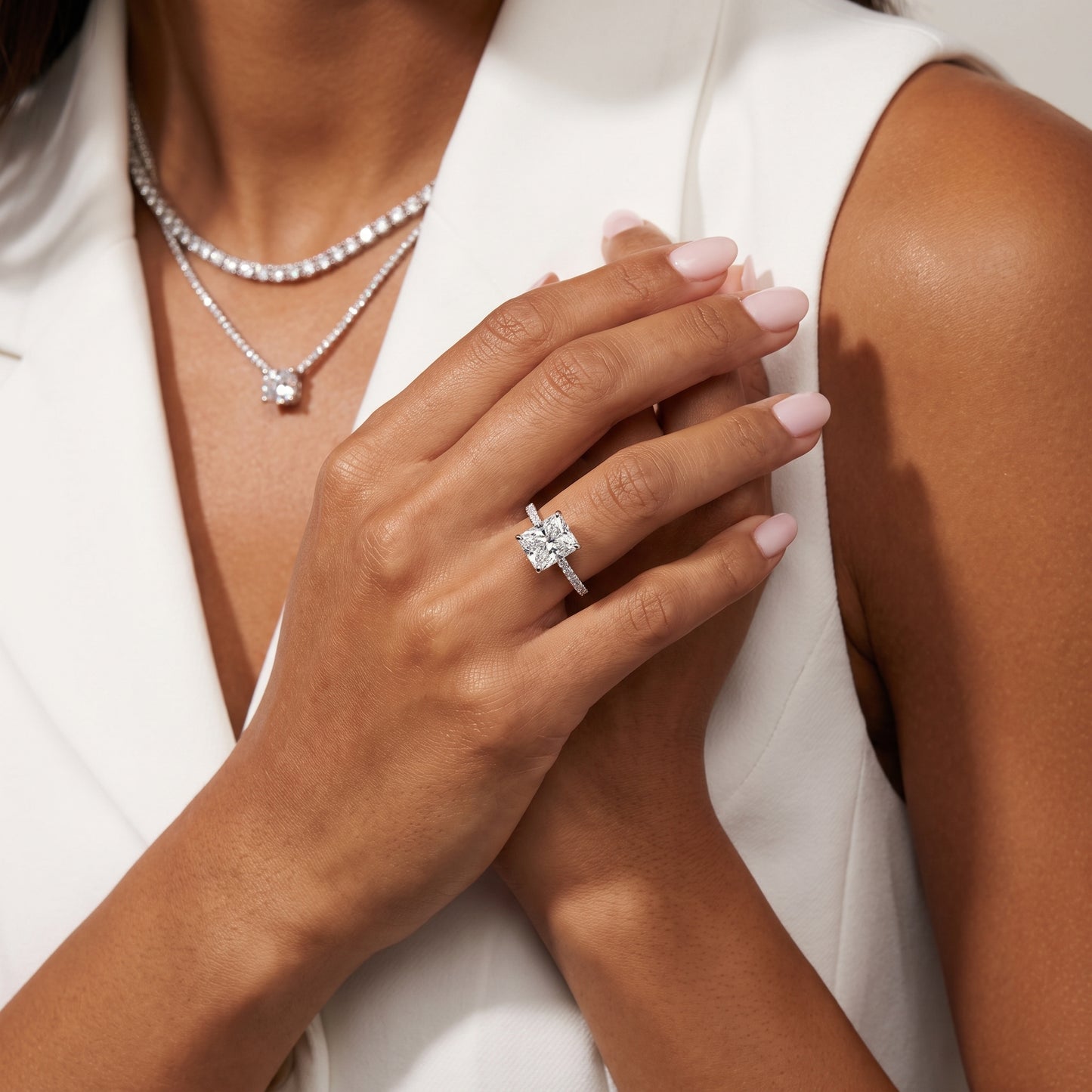 Ione Solitaire Pavé Radiant Diamond Engagement Ring in Platinum - model.jpg