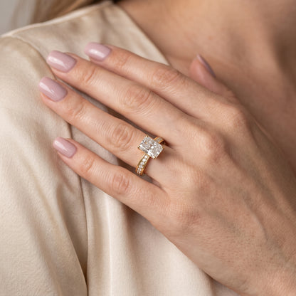 Rhea Sidestone Pavé Radiant Diamond Engagement Ring in Yellow Gold - model.jpg