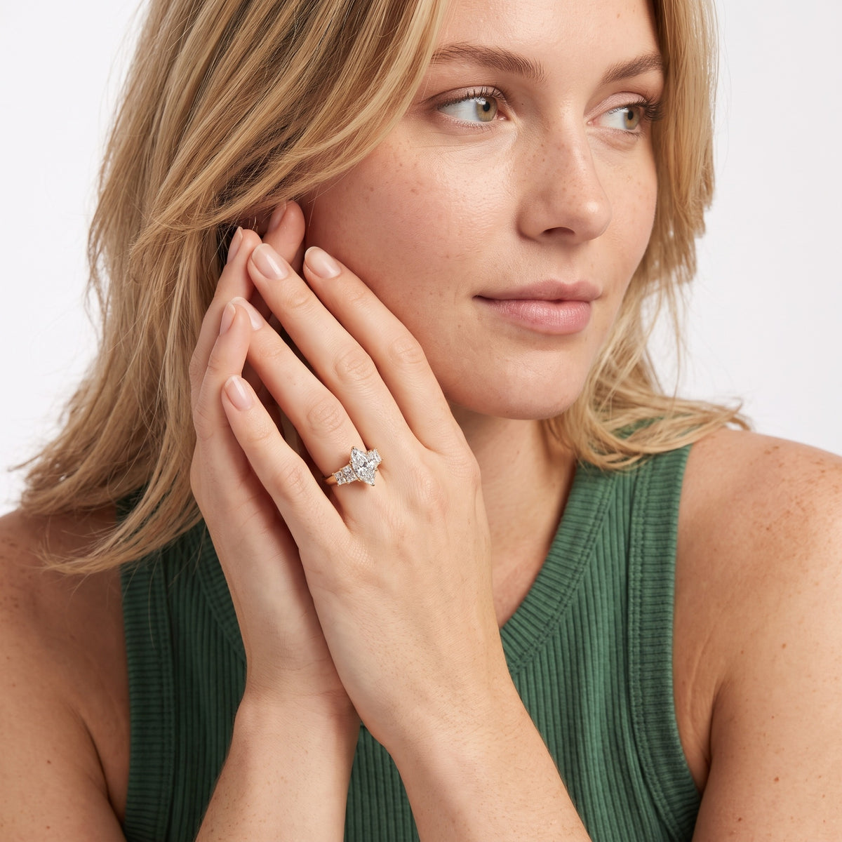 Desiree Graduated Five-Stone Marquise Diamond Engagement Ring in White Gold - model.jpg