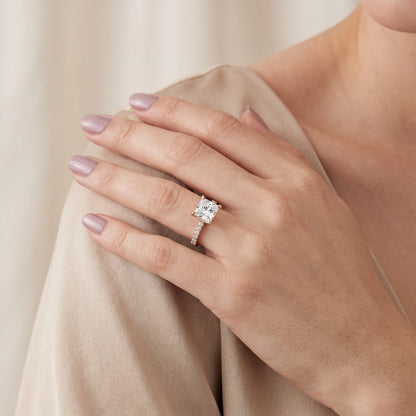Maya Hidden Halo Pavé Princess Diamond Engagement Ring in Rose Gold - model.jpg