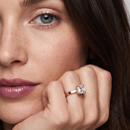 Delia Solitaire Asscher Diamond Engagement Ring in Rose Gold - model.jpg