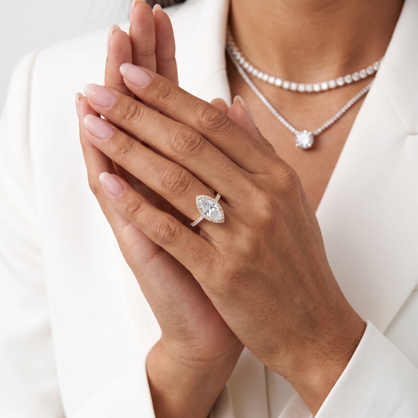 Alma Halo Pavé Marquise Diamond Ring in Yellow Gold - model.jpg