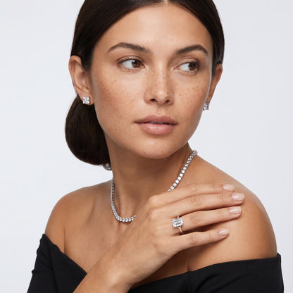 Anais Trellis Solitaire Emerald Diamond Engagement Ring in Platinum - model.jpg