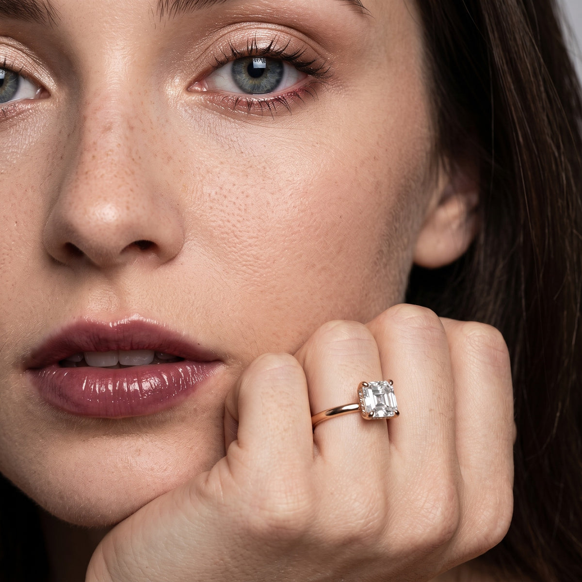 Charlotte Charm Solitaire Asscher Diamond Engagement Ring in Rose Gold - model.jpg