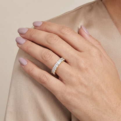 Miranda Shared Prong Princess Diamond Half Eternity Band in Yellow Gold - model.jpg