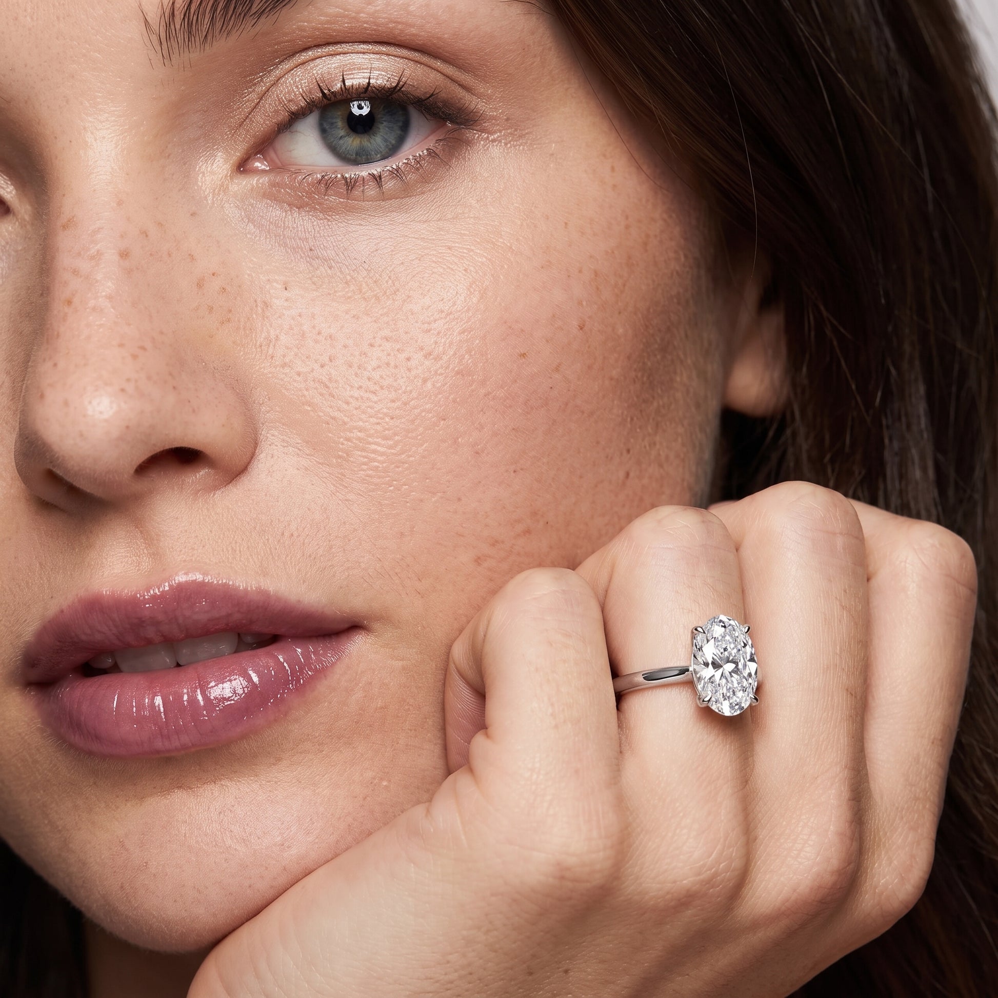 Kalia Knife Edge Solitaire Oval Diamond Engagement Ring in Silver - model.jpg