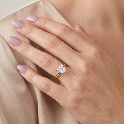 Lyla Petite Solitaire Heart Diamond Engagement Ring in Yellow Gold - model.jpg