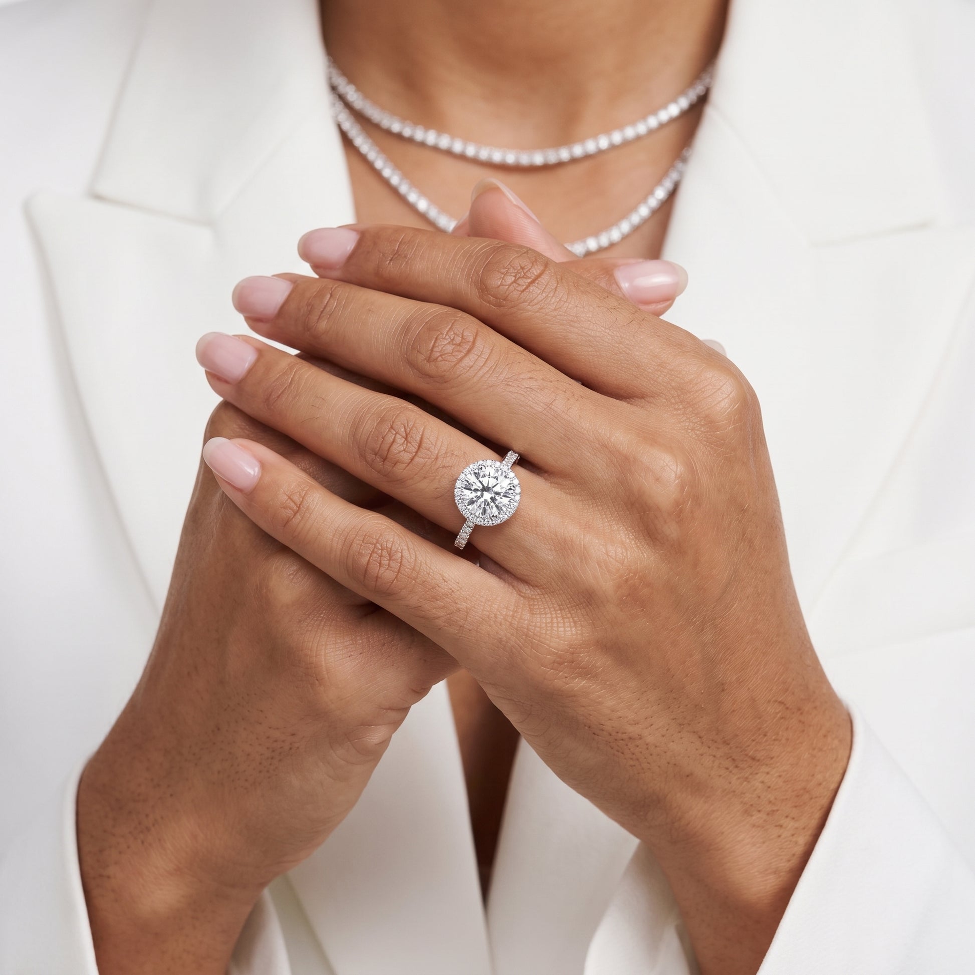 Willa Halo Micropavé Round Diamond Engagement Ring in Silver - model.jpg