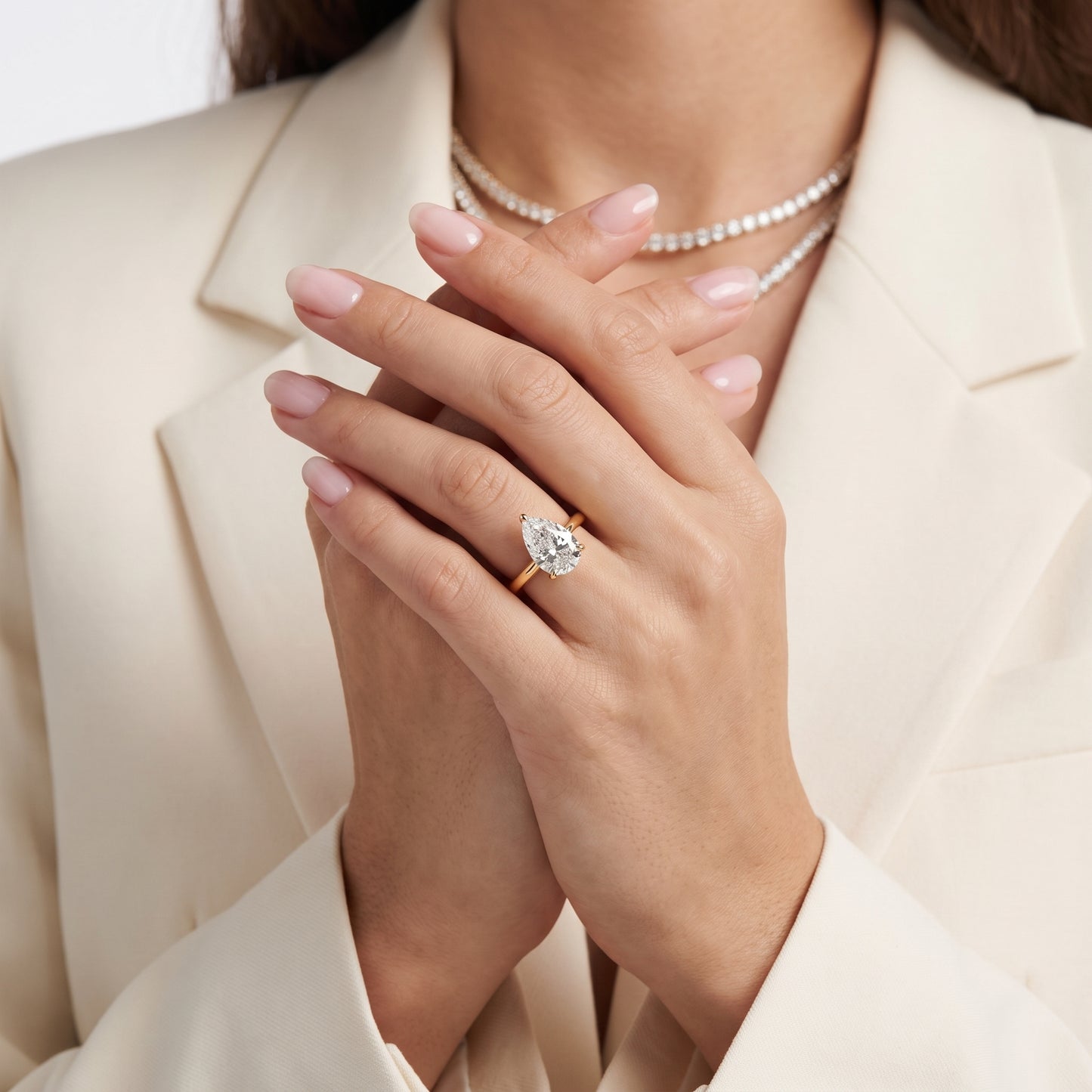 Mena Hidden Halo Pear Diamond Engagement Ring in Yellow Gold - model.jpg
