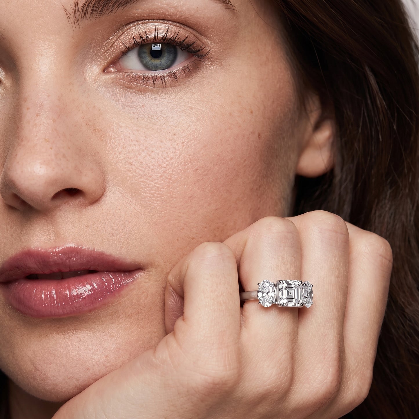 Lila Three-Stone Asscher Diamond Ring in Silver - model.jpg