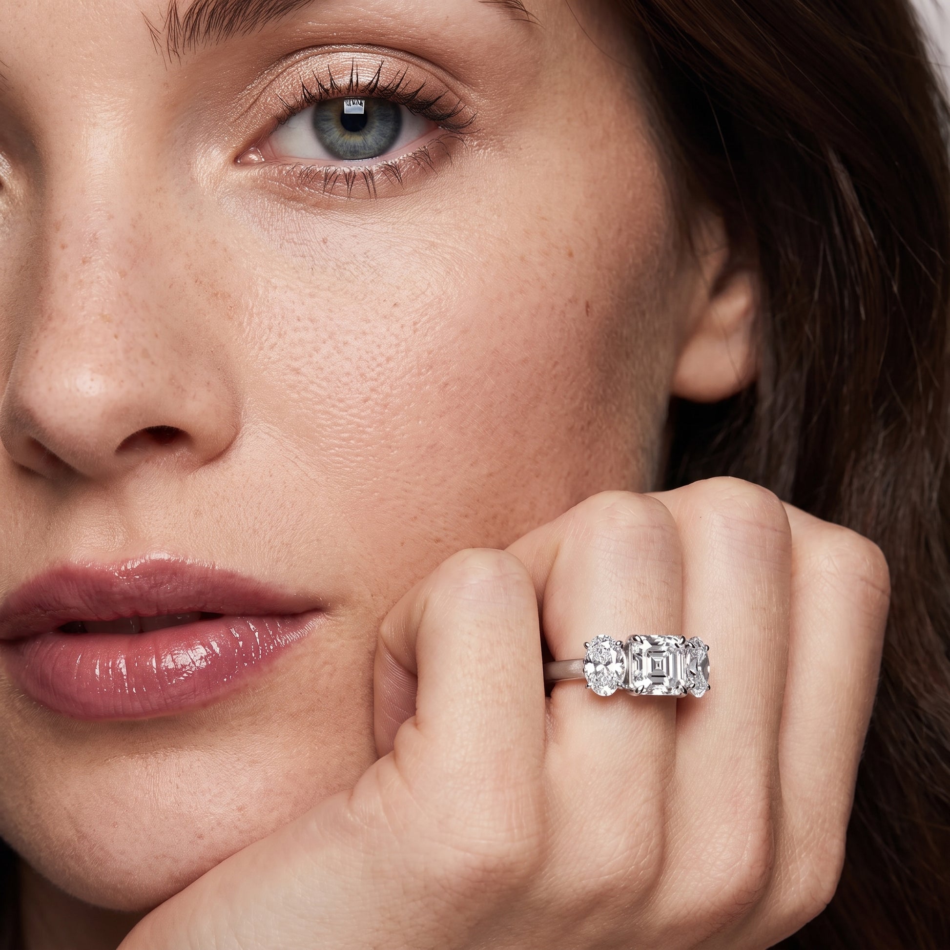 Lila Three-Stone Asscher Diamond Ring in Silver - model.jpg