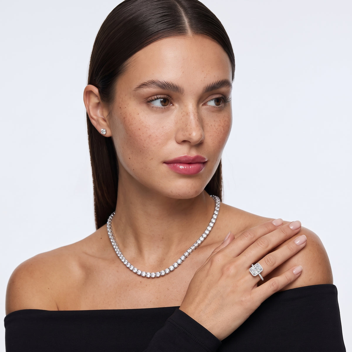 Willa Halo Micropavé Radiant Diamond Engagement Ring in Platinum - model.jpg