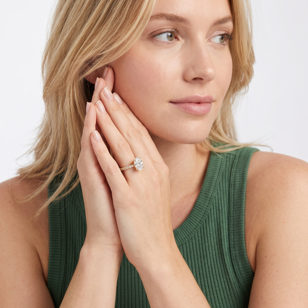 Raquel Scalloped Pavé Oval Diamond Engagement Ring in Platinum - model.jpg