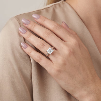 Lucia Solitaire Six-Prong Princess Diamond Engagement Ring in Silver - model.jpg