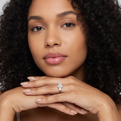 Callie Three-Stone Trellis Oval Diamond Engagement Ring in Platinum - model.jpg