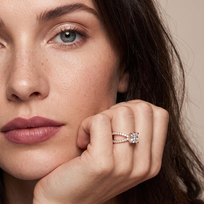 Lior Criss Cross Pavé Radiant Diamond Engagement Ring in Rose Gold - model.jpg