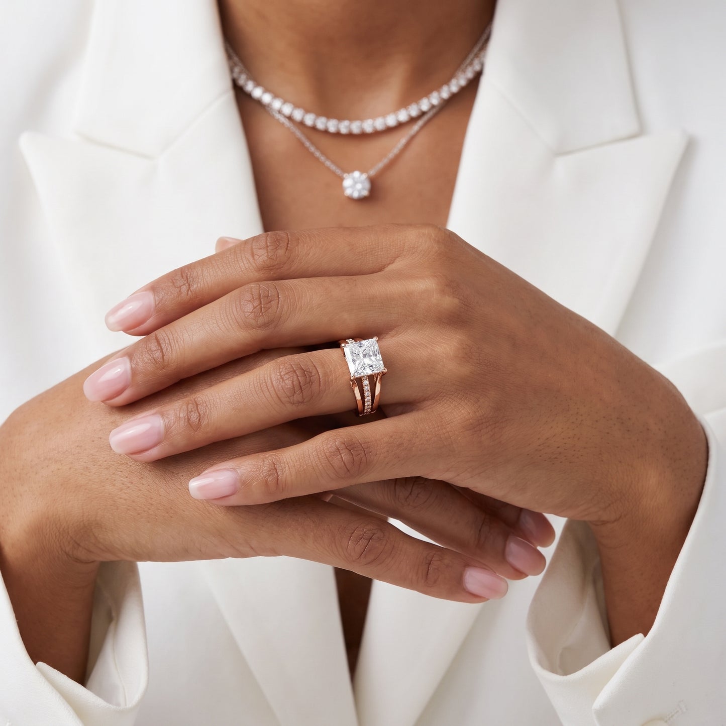 Scarlett Split Shank Pavé Princess Diamond Ring in Rose Gold - model.jpg