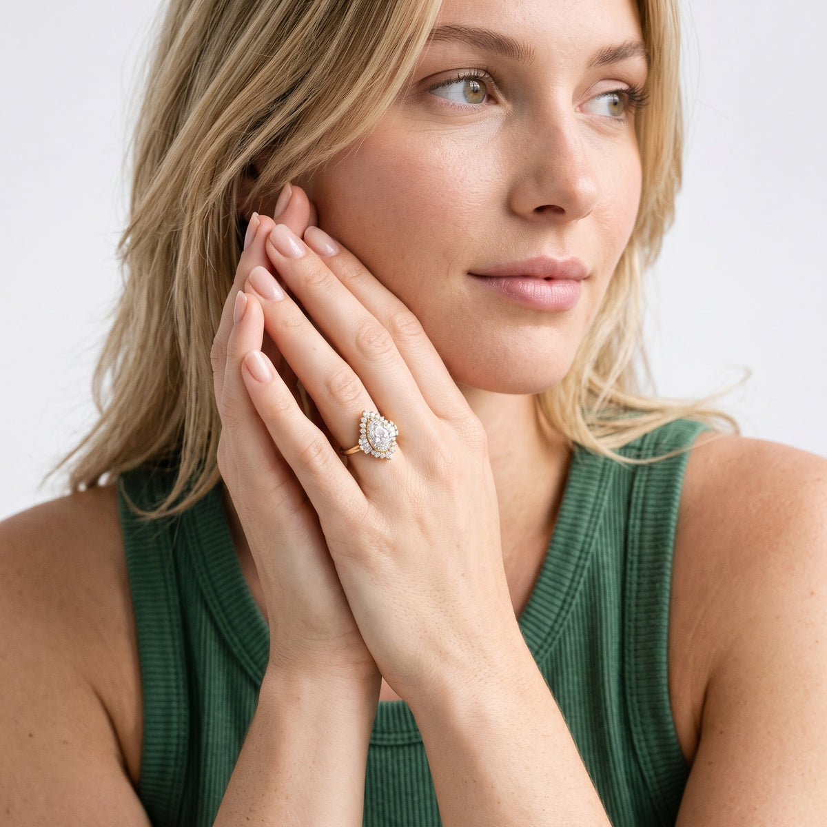 Marlow Ballerina Halo Pear Diamond Engagement Ring in Rose Gold - model.jpg