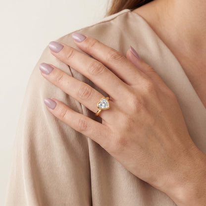 Alina Bezel Solitaire Heart Diamond Ring in Yellow Gold - model.jpg