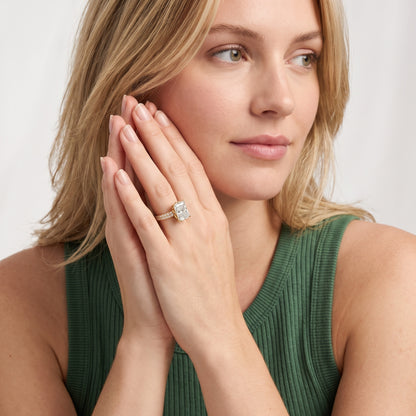 Jasmine Knife Edge Pavé Radiant Diamond Engagement Ring in Yellow Gold - model.jpg