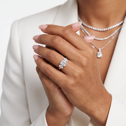 Lila Three-Stone Radiant Diamond Ring in Silver - model.jpg