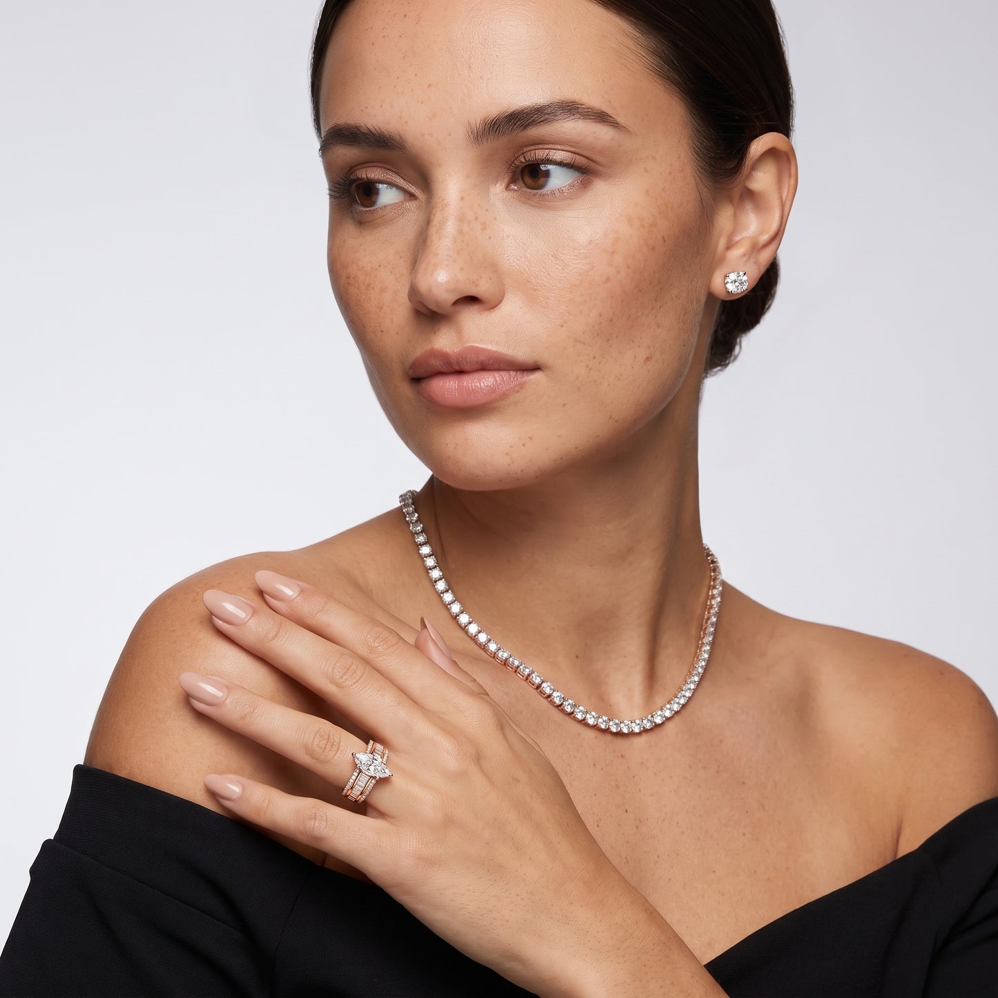 Halle Channel Set Baguette Accent Marquise Diamond Engagement Ring in Rose Gold - model.jpg