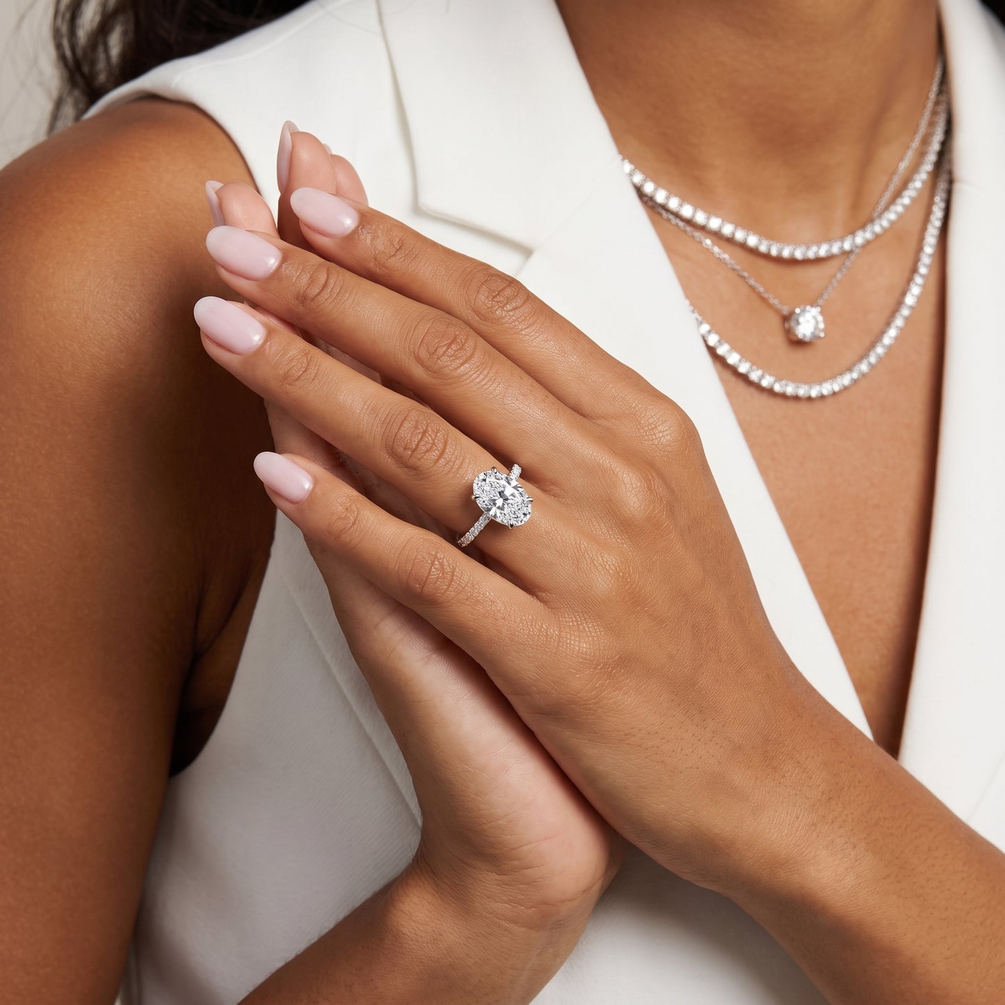 Sadie Cathedral Solitaire Oval Diamond Ring in Platinum - model.jpg