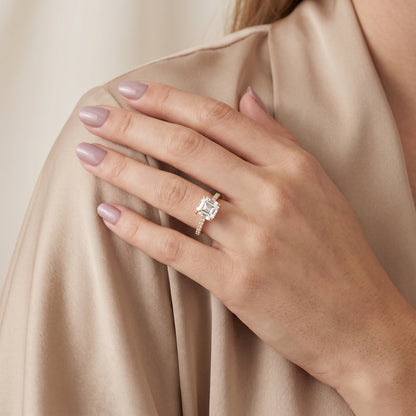 Maya Hidden Halo Pavé Asscher Diamond Engagement Ring in Yellow Gold - model.jpg