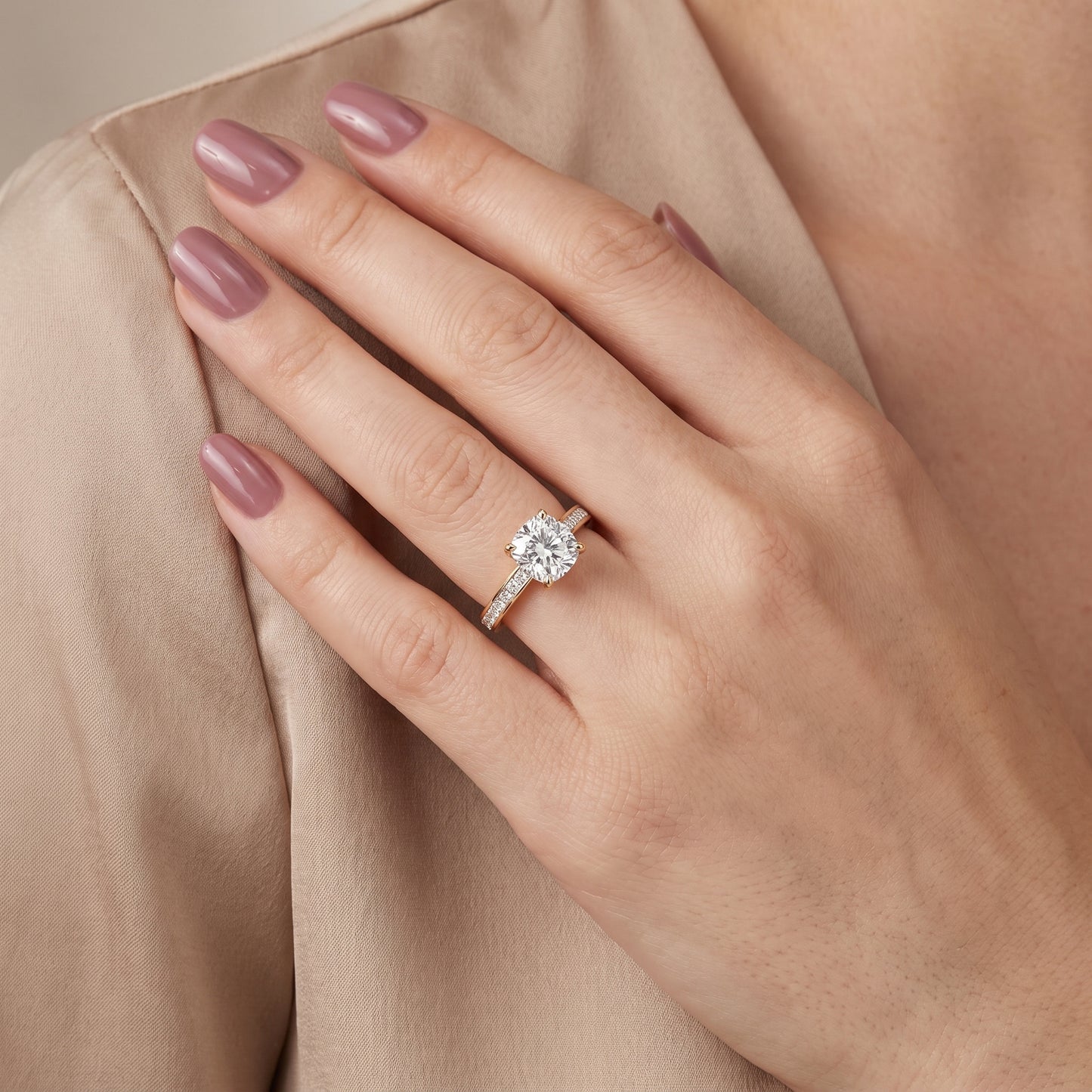 Brielle Channel Set Solitaire Cushion Diamond Ring in Yellow Gold - model.jpg