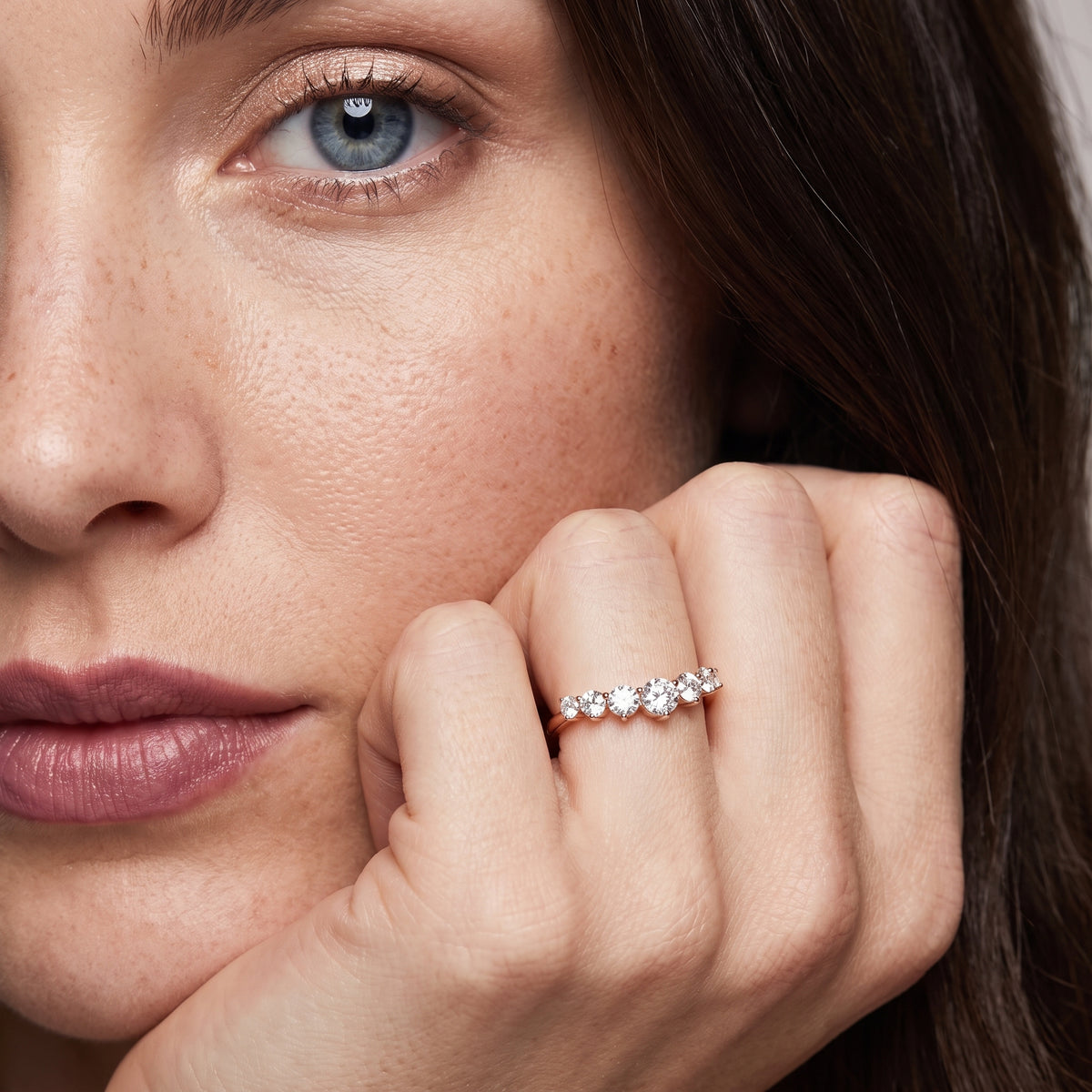 Quinn Contour Round Diamond Wedding Band in Rose Gold - model.jpg