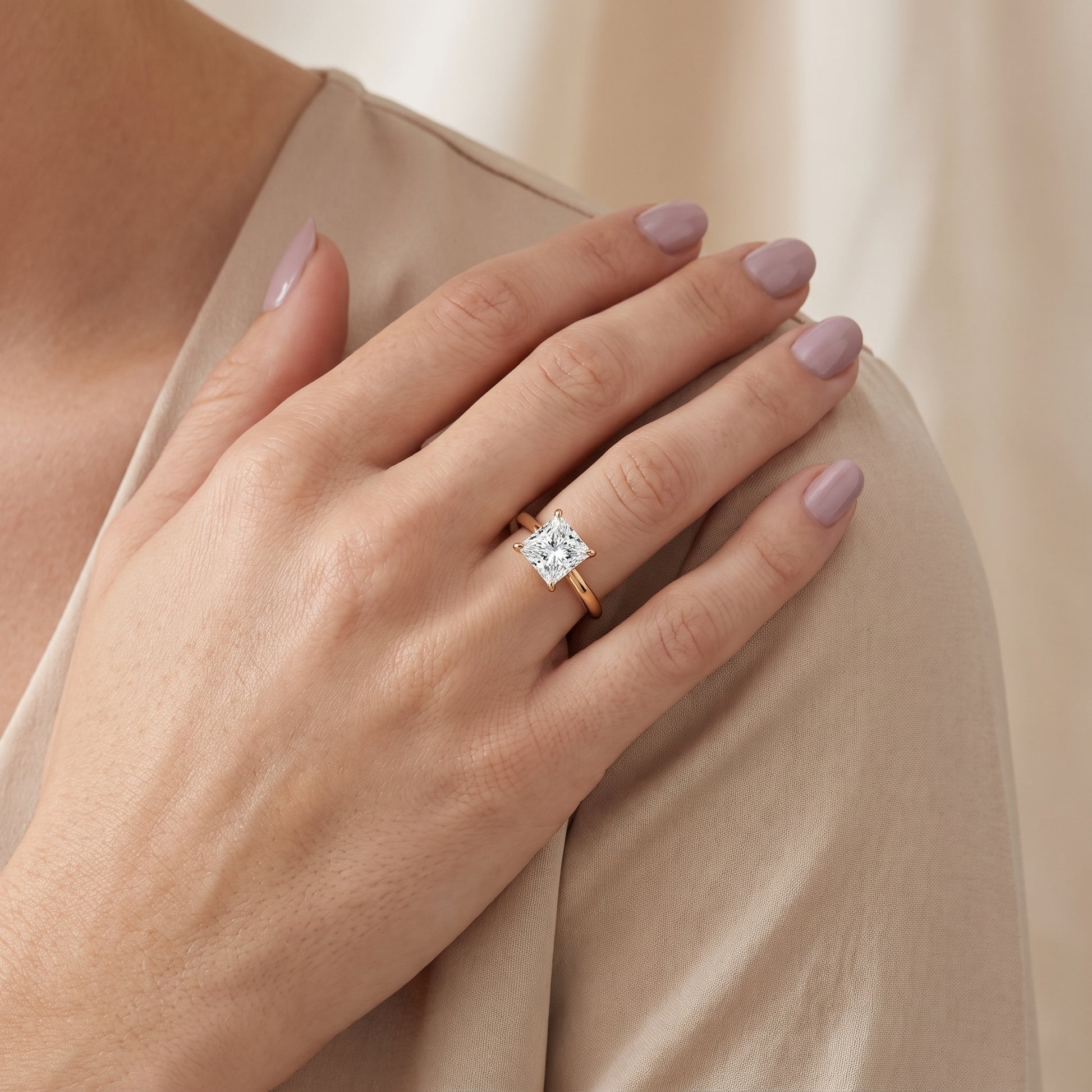 Kalia Knife Edge Solitaire Princess Diamond Engagement Ring in Yellow Gold - model.jpg