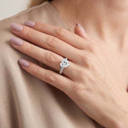 Brielle Channel Set Solitaire Heart Diamond Ring in Silver - model.jpg