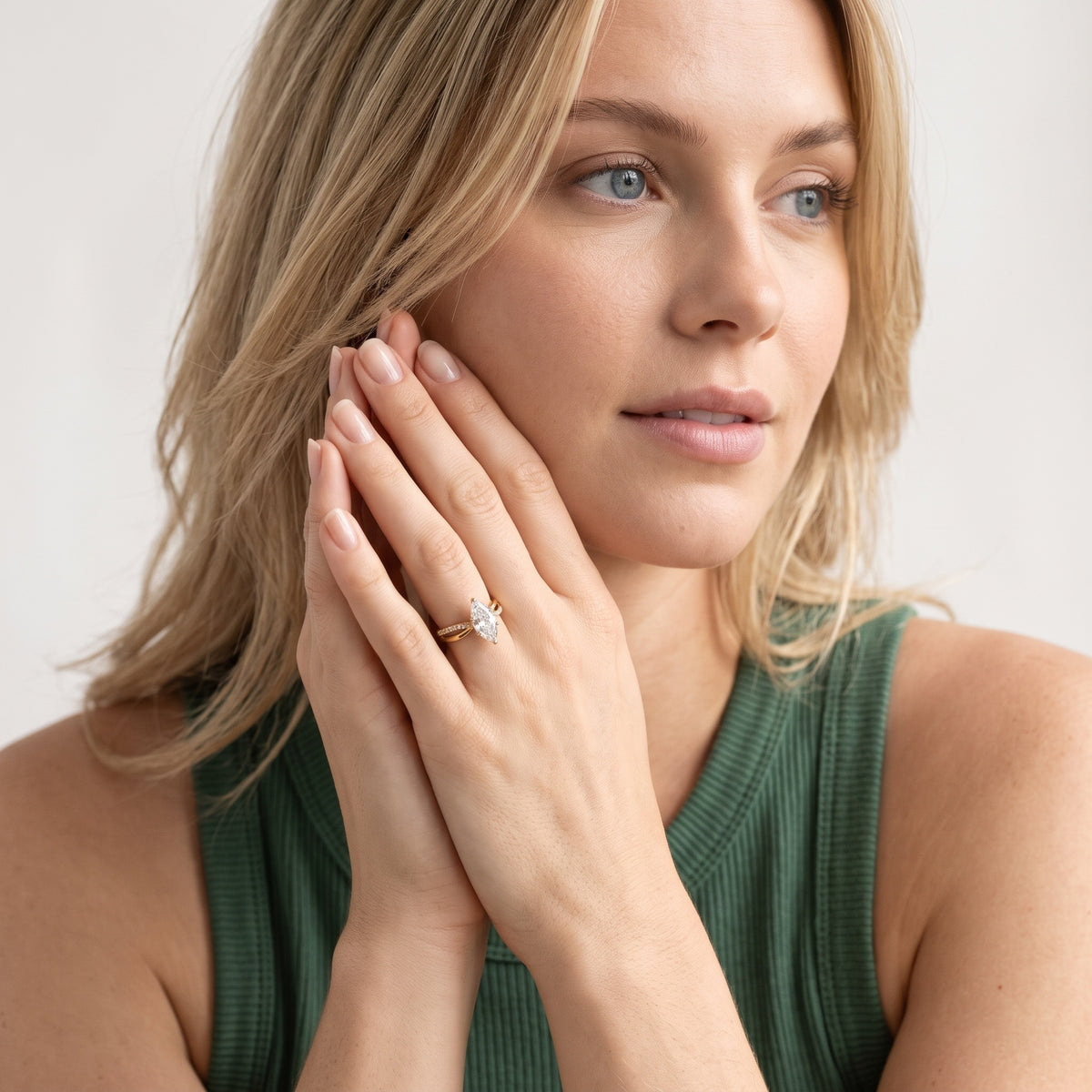 Alida Split Shank Pavé Marquise Diamond Engagement Ring in Platinum - model.jpg