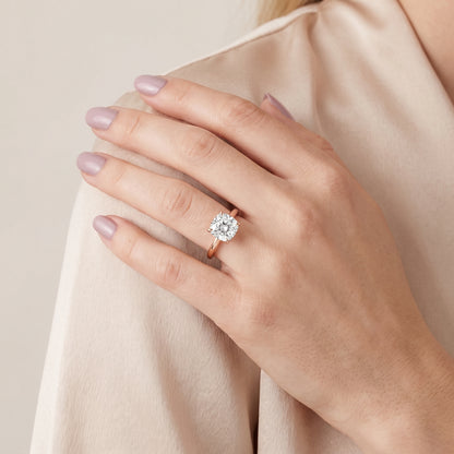 Lyla Petite Solitaire Cushion Diamond Engagement Ring in Rose Gold - model.jpg