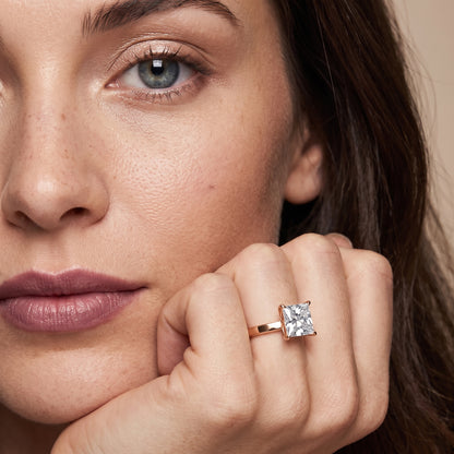 Kaia Solitaire Princess Diamond Ring in Rose Gold - model.jpg