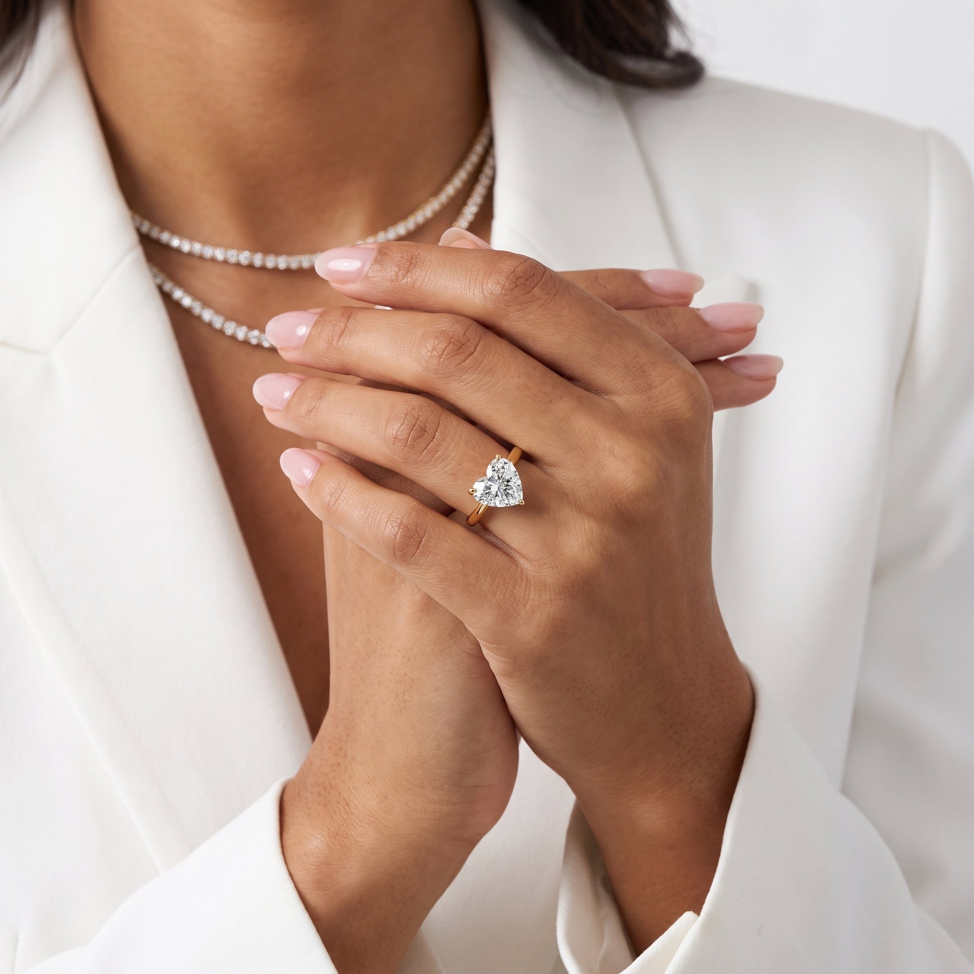 Amaya Hidden Halo Heart Diamond Ring in Yellow Gold - model.jpg
