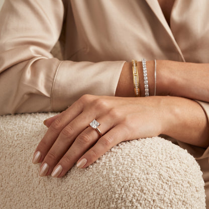 Charlotte Charm Solitaire Princess Diamond Engagement Ring in Rose Gold - model.jpg
