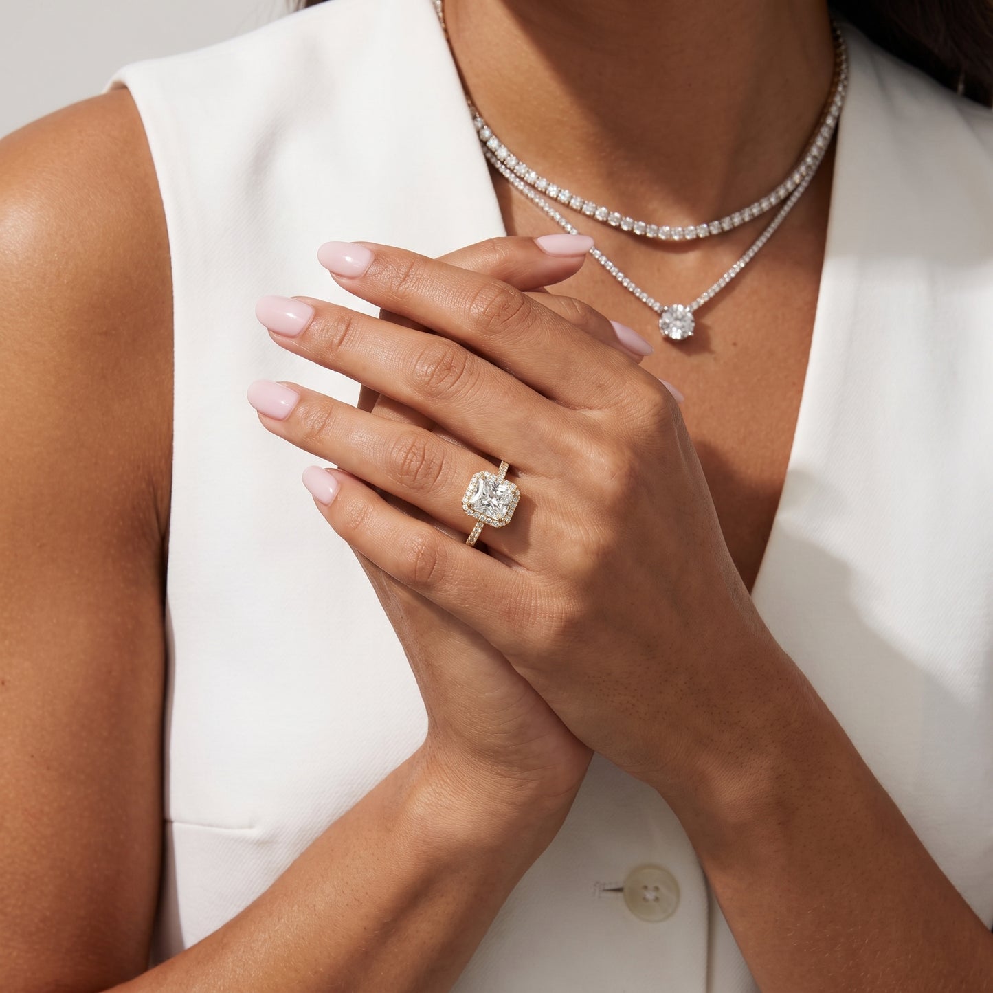 Willa Halo Micropavé Radiant Diamond Engagement Ring in Yellow Gold - model.jpg