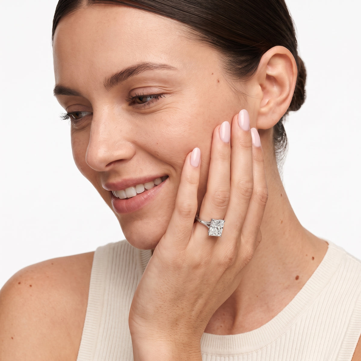 Evangeline Trellis Solitaire Radiant Diamond Engagement Ring in Platinum - model.jpg